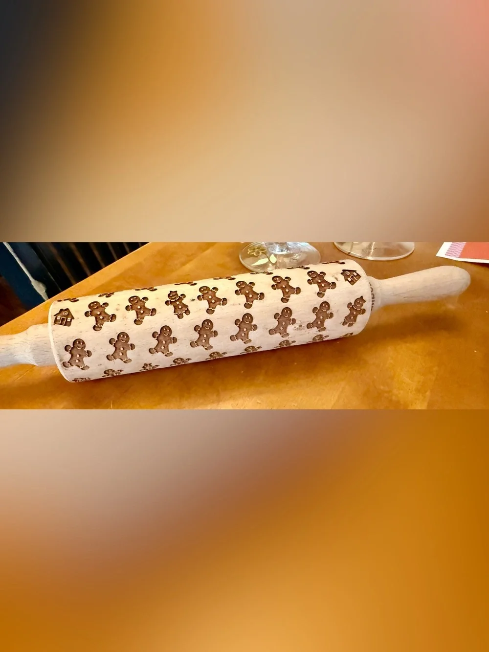 Embossed Gingerbread Pattern Rolling Pin